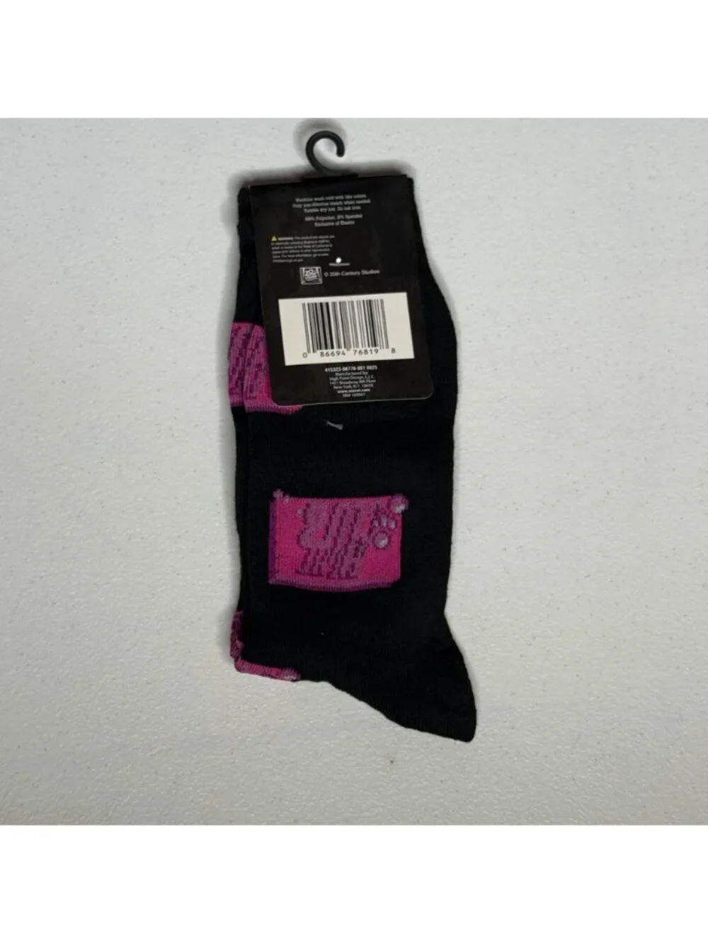 Fight Club Crew Socks Black Pink Movie Novelty Unisex 6-13 NWT